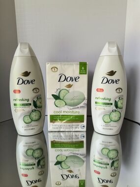 Dove Refreshing Cucumber & Green Tea Body Wash,2-22 Oz, 6 Beauty Bars 3.75 Oz Ea